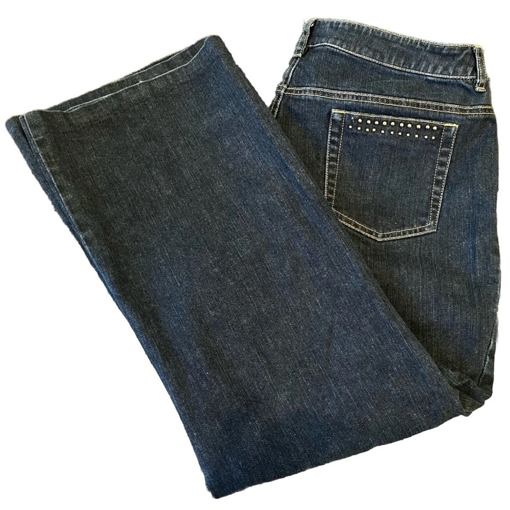 Jones New York Size 14P 14 Petite Bootcut Jeans Signature Gold Beads Boho Denim